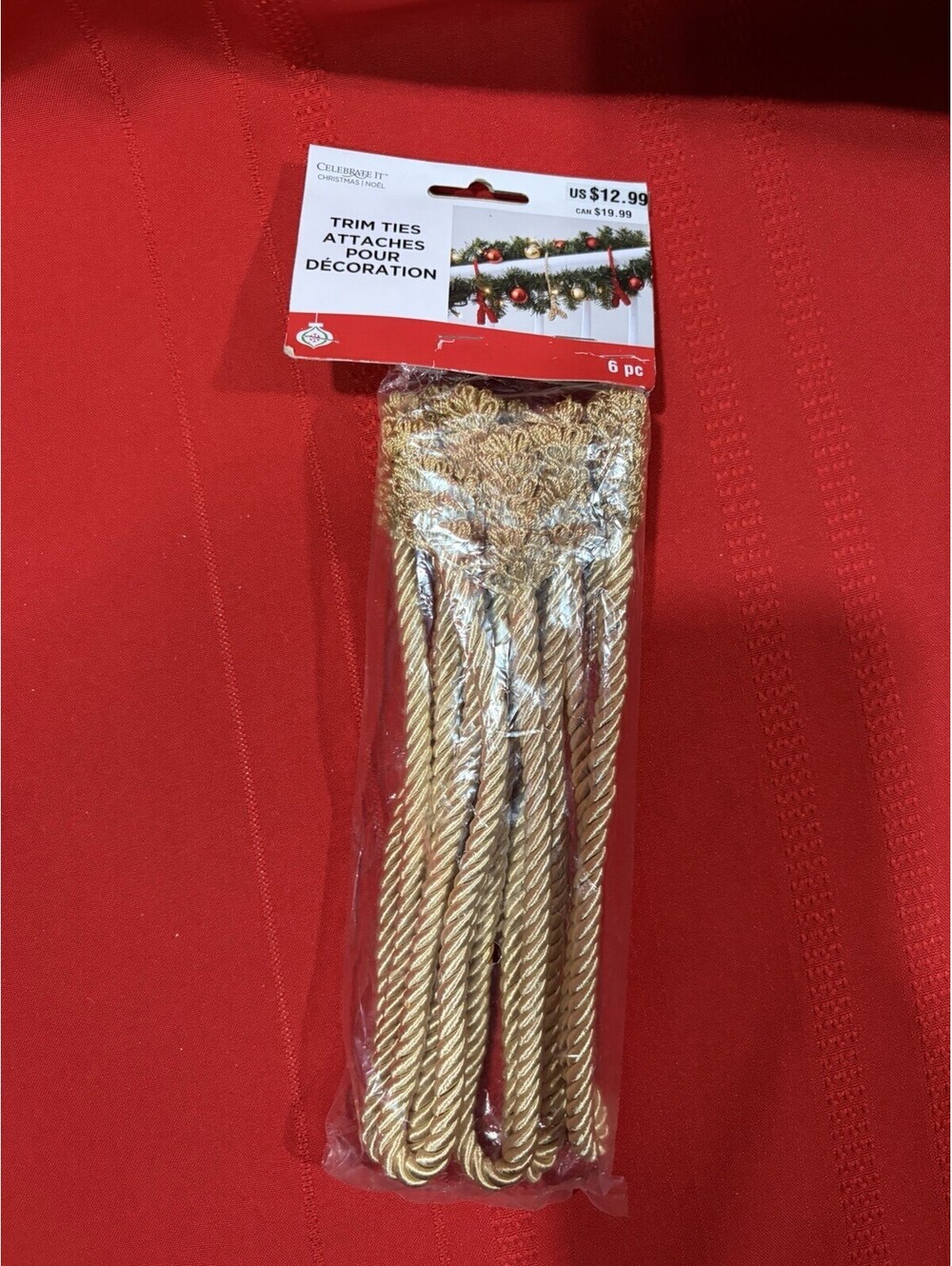 Christmas Decorative Twist Ties (pack of 6) Gold